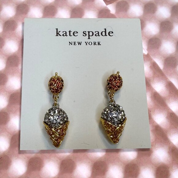 Kate Spade New York "What A Snack" pavé strawberry and ice cream drop earrings. - Picture 1 of 1